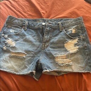 Women's Ripped Blue Denim Shorts